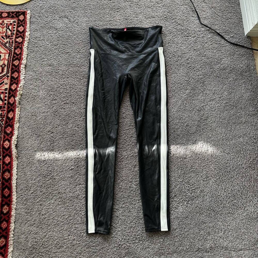 Spanx Faux Leather Stripe Leggings